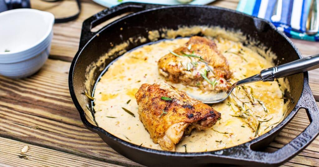 Creamy Garlic Herb Chicken Thigh Skillet